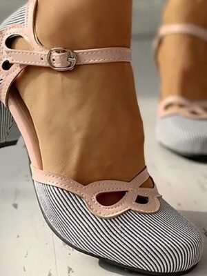 Retro Polka Dot Block Heel Round Toe Mary Jane Shoes - Image 5