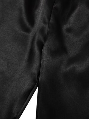 Retro Simple Pure Long Sleeve V Wire Satin 5-Piece Pajama Set - Image 12