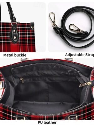 Retro Stylish Plaid Mary Jane Buckle Strap Heels - Image 14