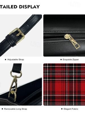 Retro Stylish Plaid Mary Jane Buckle Strap Heels - Image 17