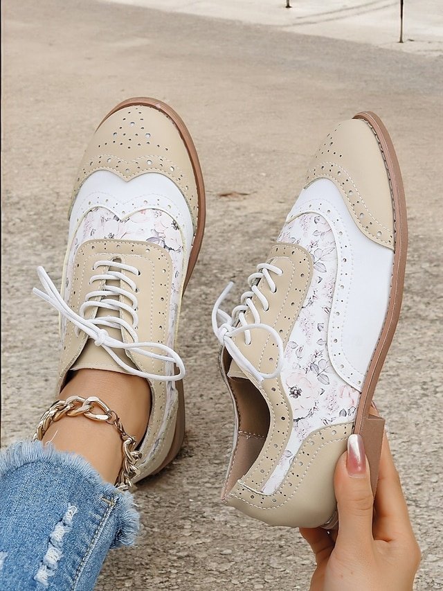 Retro Wingtip Casual Lace-Up Multicolor Oxford Shoes - Image 10