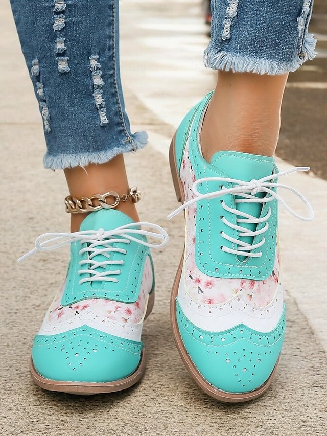 Retro Wingtip Casual Lace-Up Multicolor Oxford Shoes - Image 11
