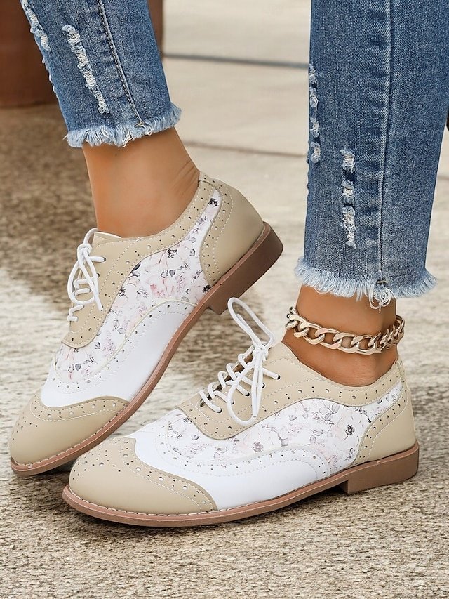 Retro Wingtip Casual Lace-Up Multicolor Oxford Shoes - Image 8