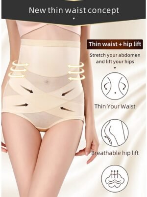 Seamless Breathable Solid High-Waist Control Panties - Image 16