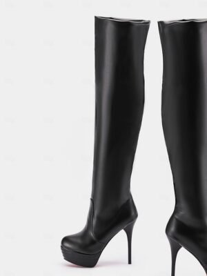 Sexy Black Over The Knee High Heel Stiletto Boots - Image 4