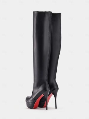 Sexy Black Over The Knee High Heel Stiletto Boots - Image 5