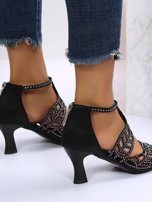 Sexy Elegant Strappy Rhinestone Peep Toe High Heel Sandals - Image 5