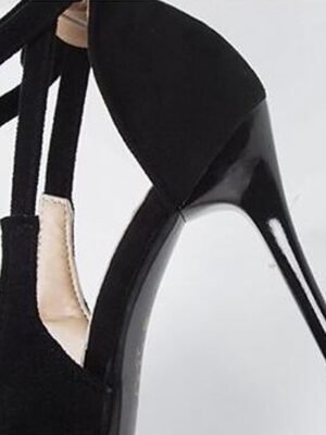 Sexy High Black Velvet Ankle Tie Stiletto Heels - Image 5
