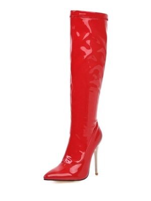 Sexy Knee High Solid Colour Pointed Toe Stiletto Heel Boots - Image 3