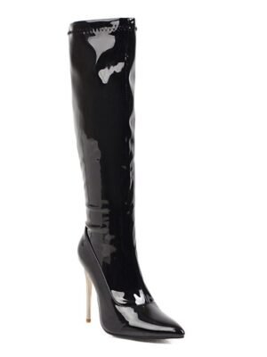 Sexy Knee High Solid Colour Pointed Toe Stiletto Heel Boots - Image 4