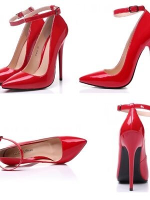 Sexy Pointed Toe Stiletto High Heel Ankle Strap Pumps - Image 5