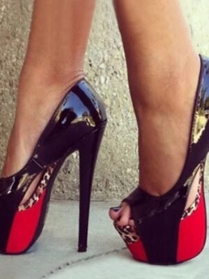 Sexy Stiletto Colour Block Peep Toe High Heel Pumps - Image 1