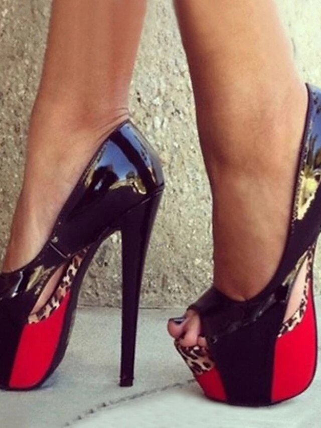 Sexy Stiletto Colour Block Peep Toe High Heel Pumps - Image 1