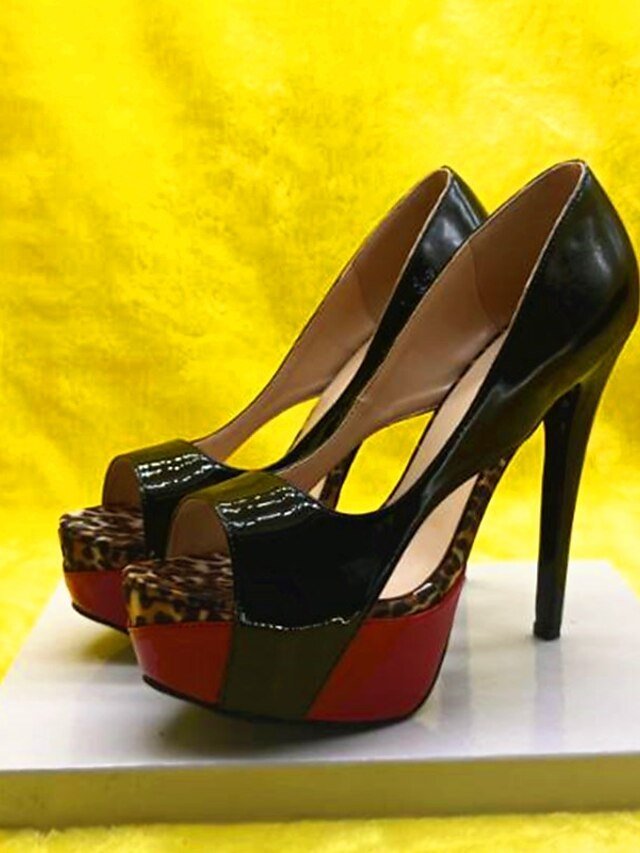 Sexy Stiletto Colour Block Peep Toe High Heel Pumps - Image 2