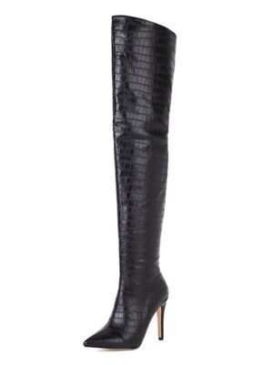 Sexy Stiletto Heeled Over-the-Knee White Boots - Image 13
