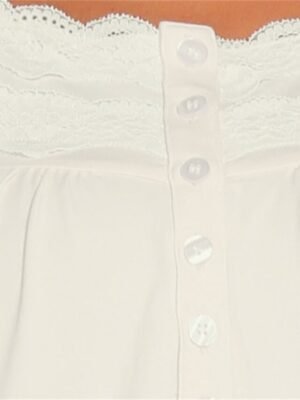 Simple Casual Pure Colour Square Neck Short Sleeve Cotton Nightgown - Image 11