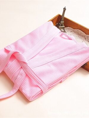 Simple Casual V Neck Long Sleeve Terry Bathrobe - Image 18