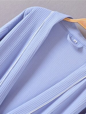 Simple Casual V Neck Long Sleeve Terry Bathrobe - Image 23