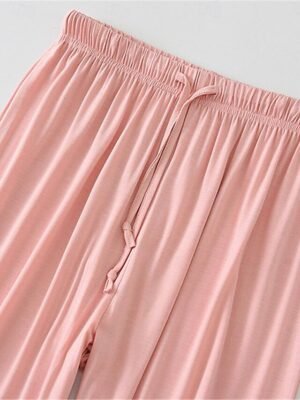 Simple Comfort Crew Neck Long Sleeve Elastic Waist Pajama Set - Image 22