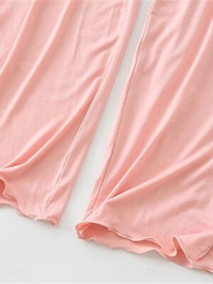 Simple Comfort Crew Neck Long Sleeve Elastic Waist Pajama Set - Image 24