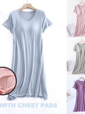 Simple Comfort Crew Neck Short Sleeve Nightgown - Image 1