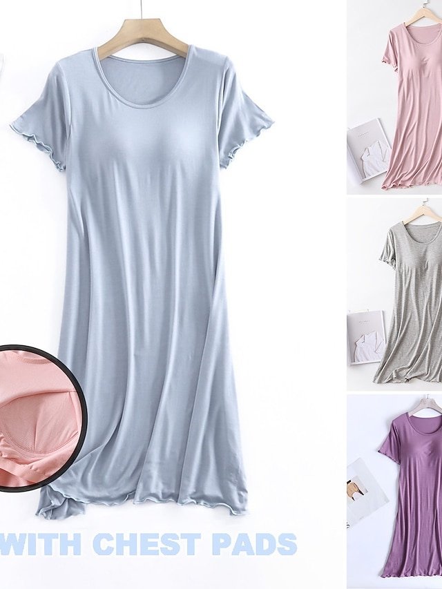 Simple Comfort Crew Neck Short Sleeve Nightgown - Image 1
