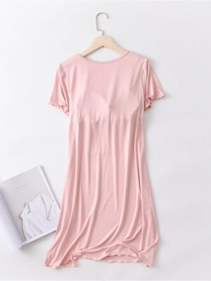Simple Comfort Crew Neck Short Sleeve Nightgown - Image 11