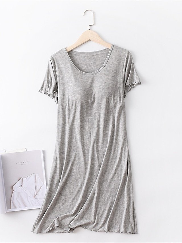 Simple Comfort Crew Neck Short Sleeve Nightgown - Image 2