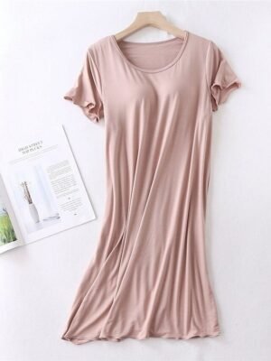 Simple Comfort Crew Neck Short Sleeve Nightgown - Image 3