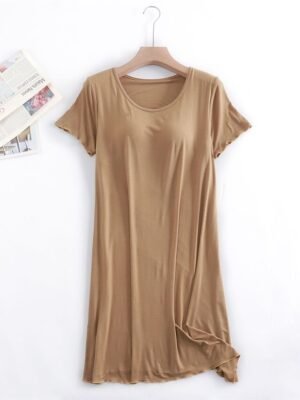 Simple Comfort Crew Neck Short Sleeve Nightgown - Image 4