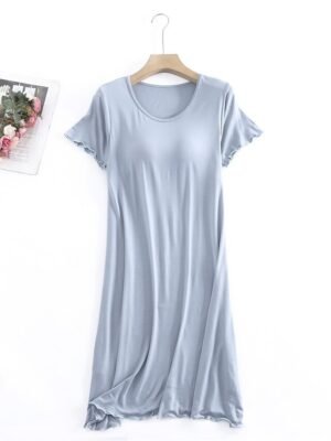 Simple Comfort Crew Neck Short Sleeve Nightgown - Image 5