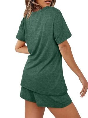 Simple Comfort Pure Colour Crew Neck Short Sleeve Loungewear Set - Image 19
