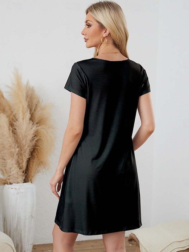 Simple Loose Cat Crew Neck Short Sleeve Summer Pajamas - Image 2