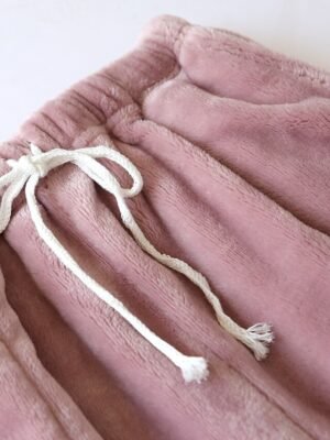 Simple Plush Fleece Elastic Waist Long Pajama Pants - Image 12