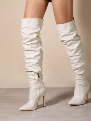 Sleek Sexy Black Over-the-Knee Stiletto Heel Boots - Image 10