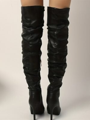 Sleek Sexy Black Over-the-Knee Stiletto Heel Boots - Image 5