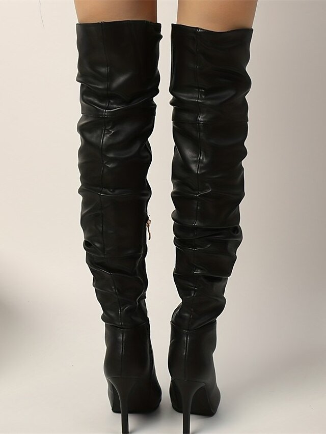 Sleek Sexy Black Over-the-Knee Stiletto Heel Boots - Image 5