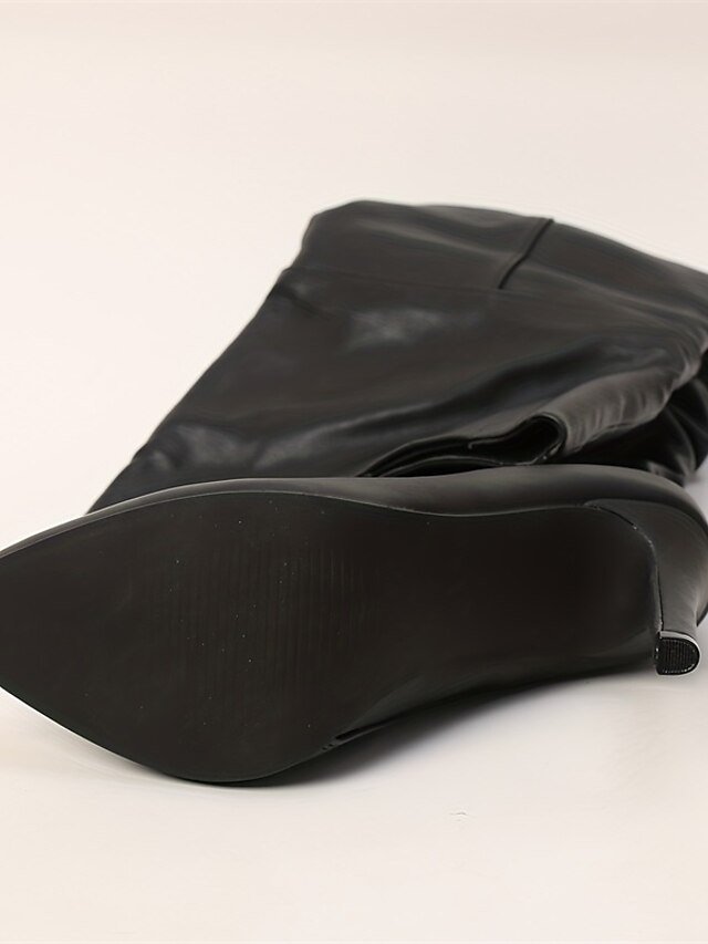 Sleek Sexy Black Over-the-Knee Stiletto Heel Boots - Image 6