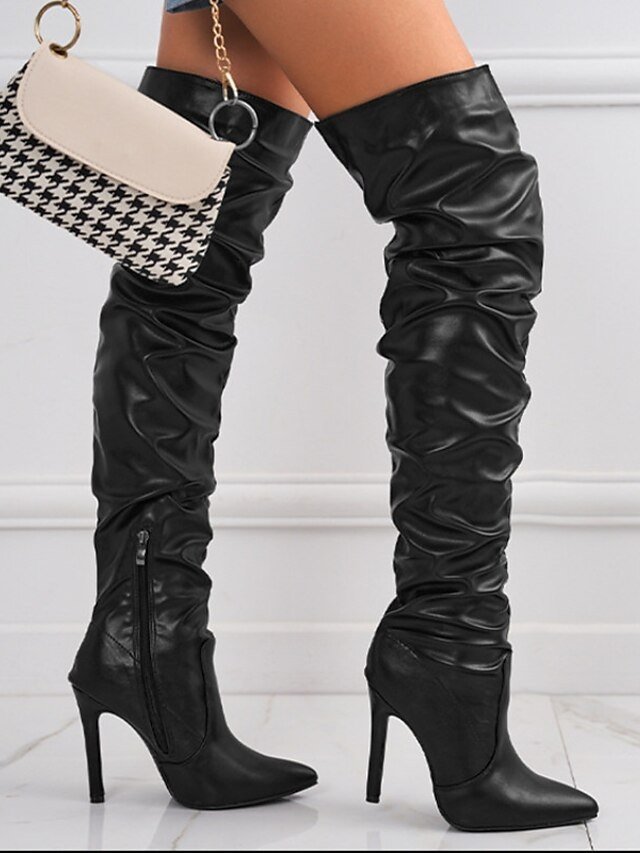 Sleek Sexy Black Over-the-Knee Stiletto Heel Boots - Image 8