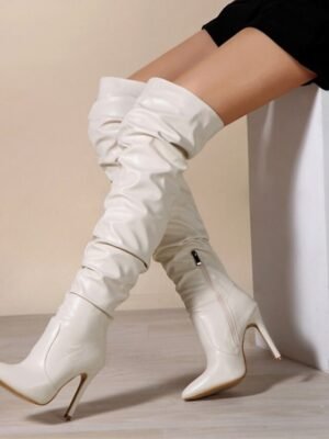 Sleek Sexy Black Over-the-Knee Stiletto Heel Boots - Image 9