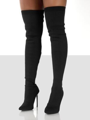 Sleek Thigh-High Pointed Toe Stiletto Over-the-Knee Boots - Image 2