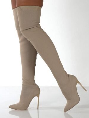 Sleek Thigh-High Pointed Toe Stiletto Over-the-Knee Boots - Image 4
