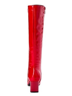Sleek White Patent Leather Knee-High Block Heel Boots - Image 16