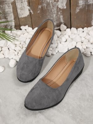 Soft Navy Blue Faux Suede Slip-on Flats - Image 11