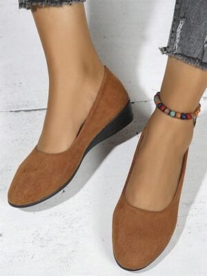 Soft Navy Blue Faux Suede Slip-on Flats - Image 27
