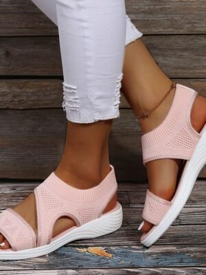 Soft Pink Comfort Breathable Mesh Fabric Sandals - Image 1