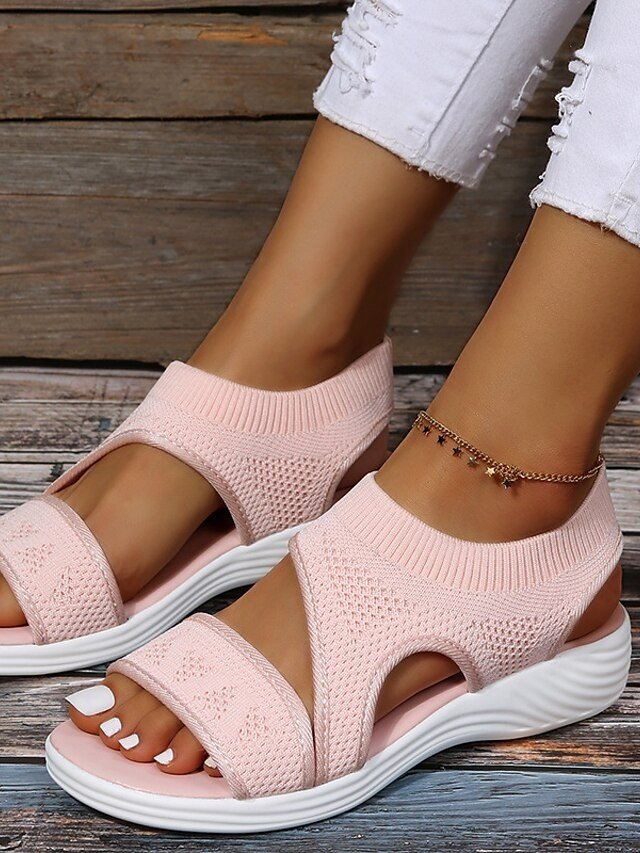 Soft Pink Comfort Breathable Mesh Fabric Sandals - Image 2