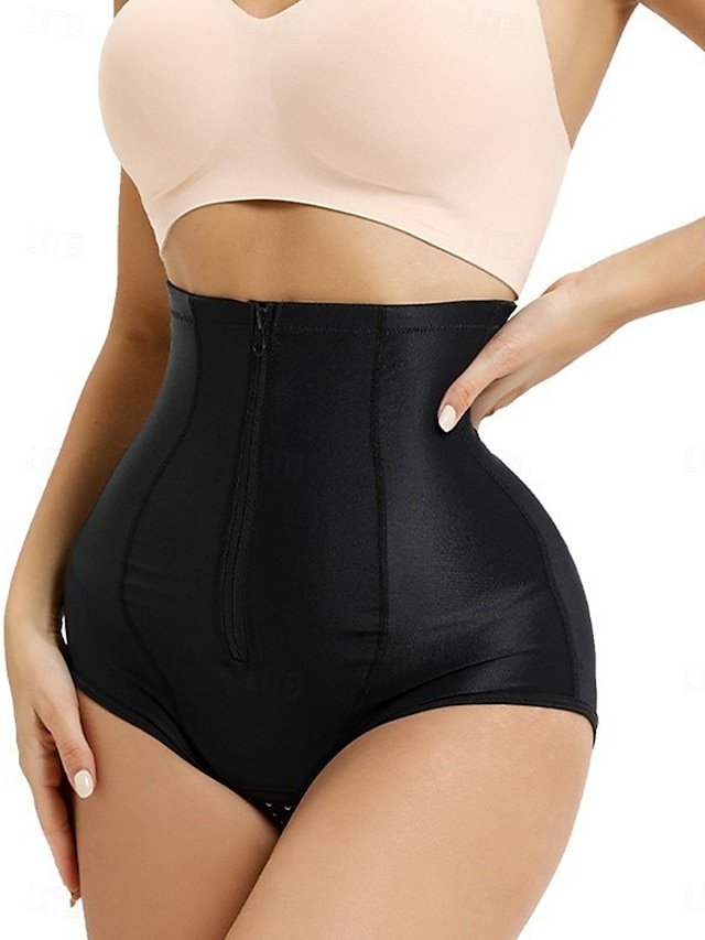 Solid Shaping Mesh High Waist Shapewear Panty - Image 1