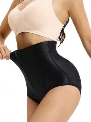 Solid Shaping Mesh High Waist Shapewear Panty - Image 2