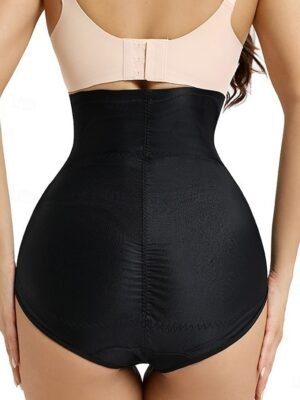 Solid Shaping Mesh High Waist Shapewear Panty - Image 5